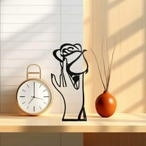 Metal Floral Decorative Sculpture - Black Abstract Art Statue for Home, Office. as a Ring Holder, Bookshelf or Living Room Décor.