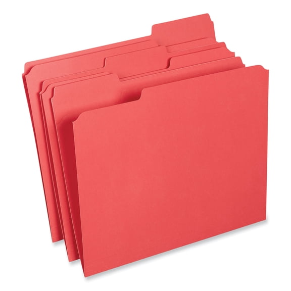 Universal Reinforced Top-Tab File Folders, 1/3-Cut Tabs, Letter Size, Red, 100/Box (16163)