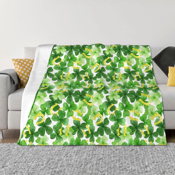 Fotbe Happy St. Patrick's Day Manta de Franela con Estampado, Manta Ultrasuave para Cama, Sofá, Auto, Hipoalergénica y Antibolitas-80"x60"