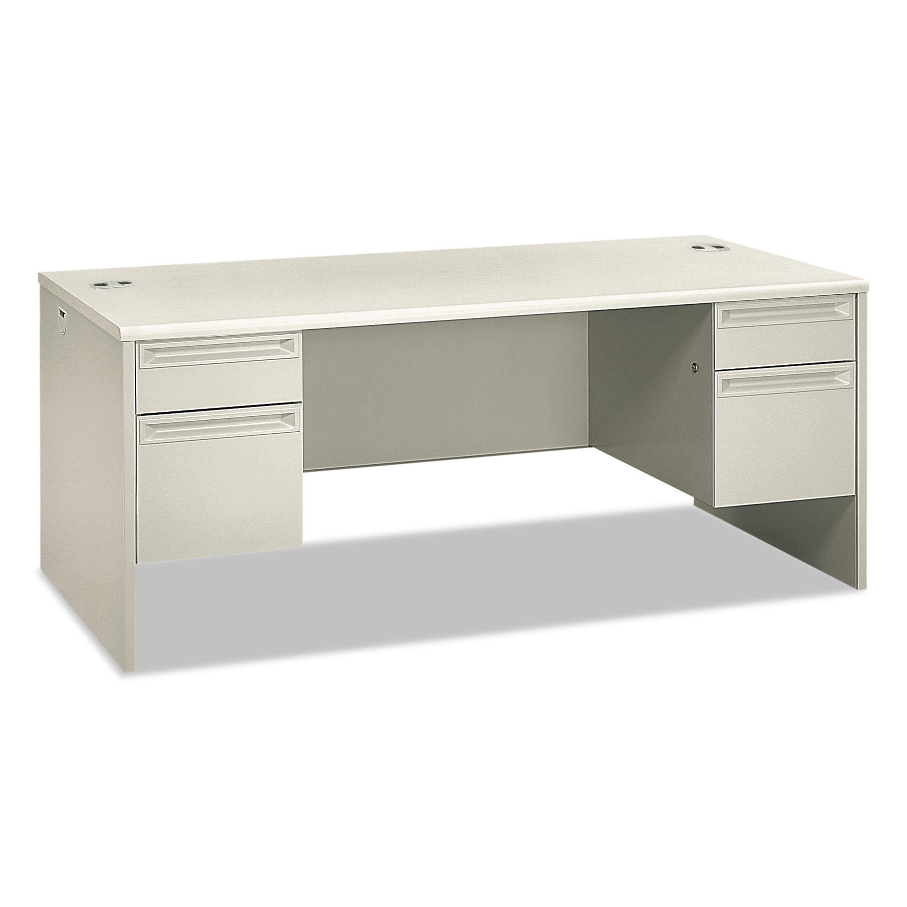 HON 38000 Series Double Pedestal Desk, 72" Wide, Silver Mesh/Light Gray ...