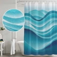 thumbnail image 5 of Turquoise Striped Shower Curtain, Waterproof Shower Curtains for Bathroom, Modern Abstract Art Wave Moire Gradient Washable Fabric Bathtub Curtain Set Bath Decor with 12 Hooks Stall 36"x72", 5 of 8