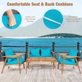 thumbnail image 4 of Patiojoy 4PCS Patio Rattan Furniture Set Wood Frame Cushioned Sofa with Coffee Table Sectional Conversation Sofa Set for Garden Turquoise, 4 of 8