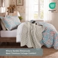 thumbnail image 6 of Regency Heights Full/Queen Size Quilt Set, 3-Piece Lightweight Rose Garden Coverlet Bedspread with Scalloped Edge, Floral Vintage Quiltted Bedding Set with Shams for All Season, Blue, 6 of 10