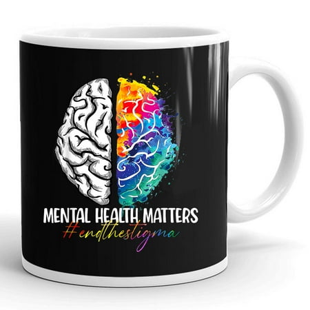 

End The Stigma Mental Health Matters Tie Dye Awareness Brain Gift Ceramic Mug 11oz (White;11oz)