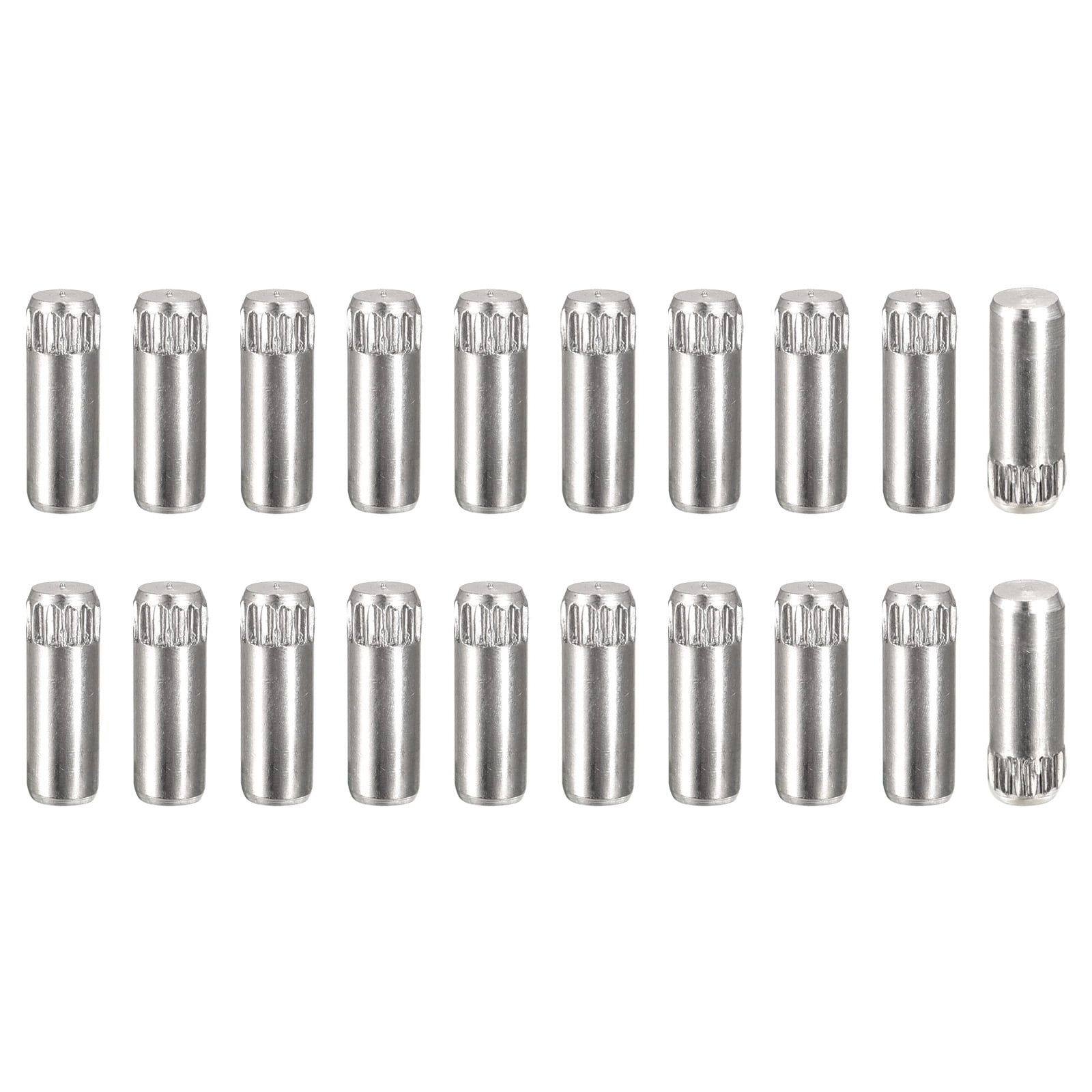 4x18mm 304 Stainless Steel Dowel Pins, 20 Pack Knurled Head Flat End Dowel  Pin