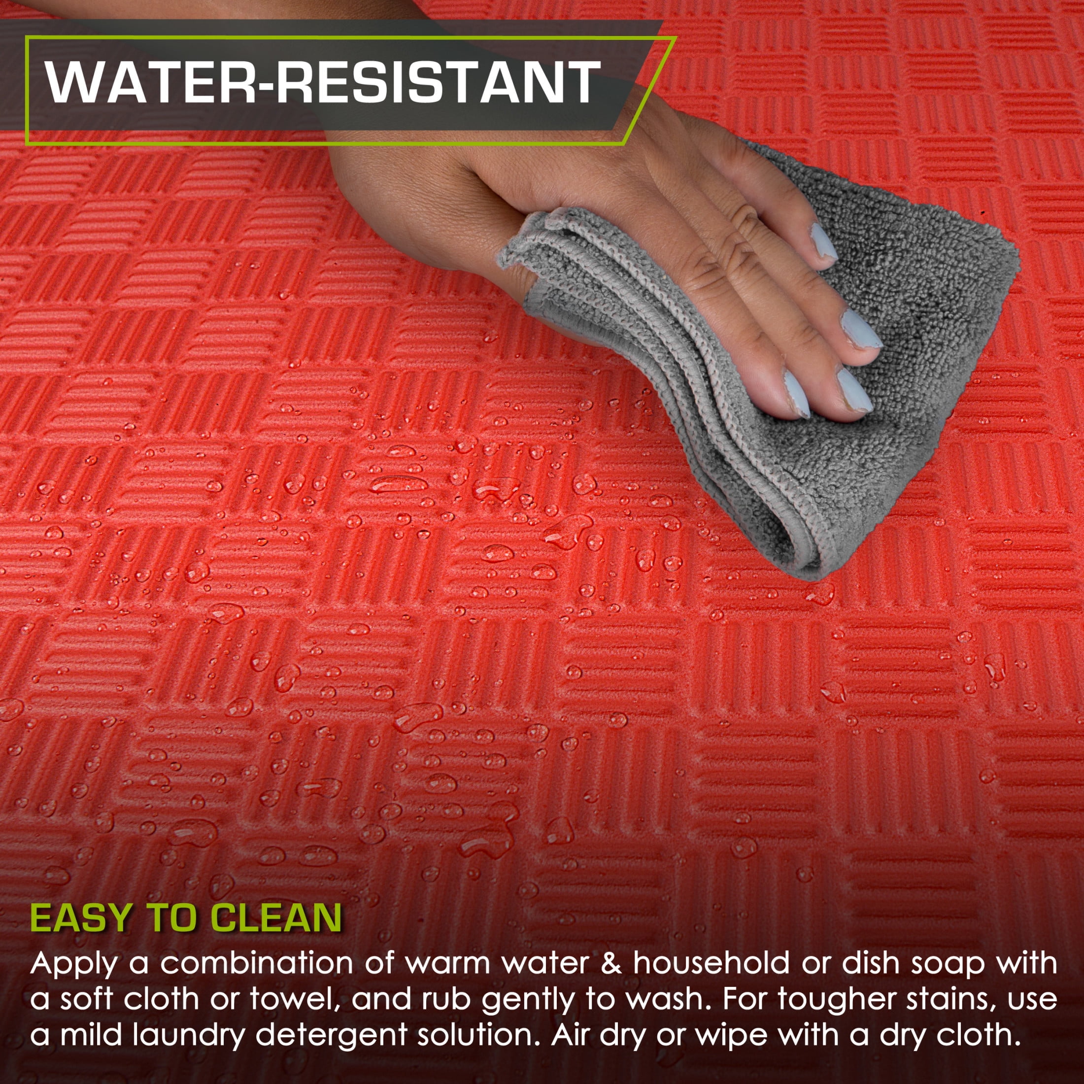 ProsourceFit Exercise Puzzle Mat ½ or 1-in with Non-Slip Traction on Checkered Surface