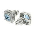 thumbnail image 2 of 1.96 ct Screw-Back Stud Earrings for Women | 5mm Princess Cut Natural Aquamarine | 18K White Gold, 2 of 5