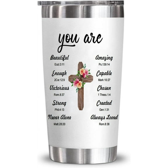 Christian Gifts for Women, Religious Birthday Gift for Women Faith, Inspirational Thank You, Birthday, Mothers Day Gifts For Her, Friend, Mom, Sister, Teen, Spiritual Tumbler （20OZ YOU ARE）