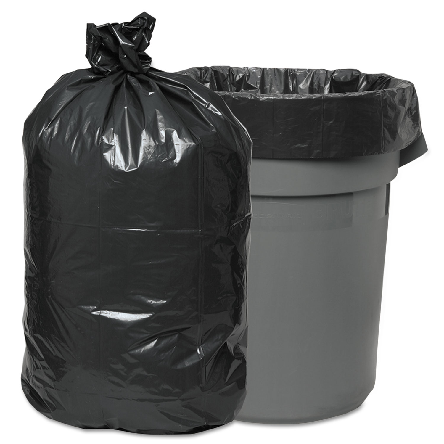Boardwalk® Low-density Waste Can Liners, 60 Gal, 1.1 Mil, 38" X 58", Gray, 100/carton