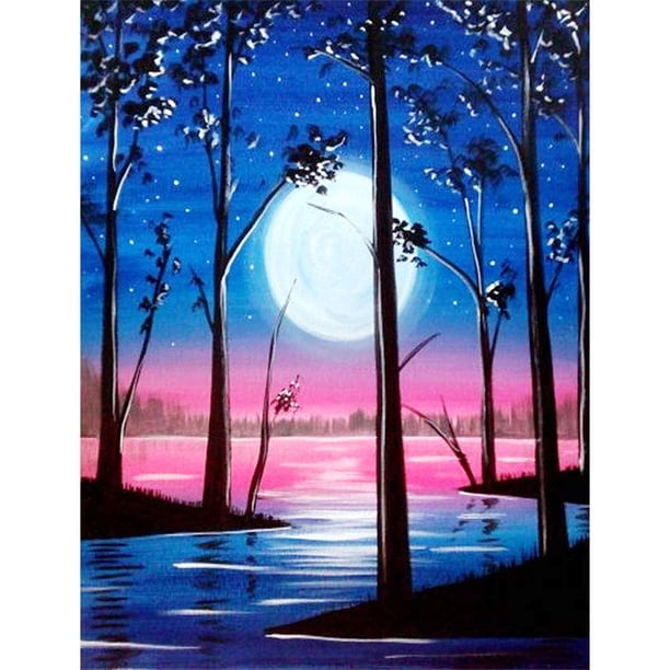Taladro diamante pintura (DE0926) 5D DIY Luna Llena bordado mosaico Kit decoración del hogar 45x60cm Hugtrwg Para estrenar