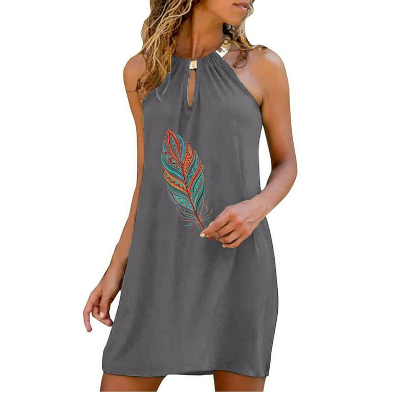 halter style mini dress Cream Vintage Print Halter Neck Flare Mini Dress