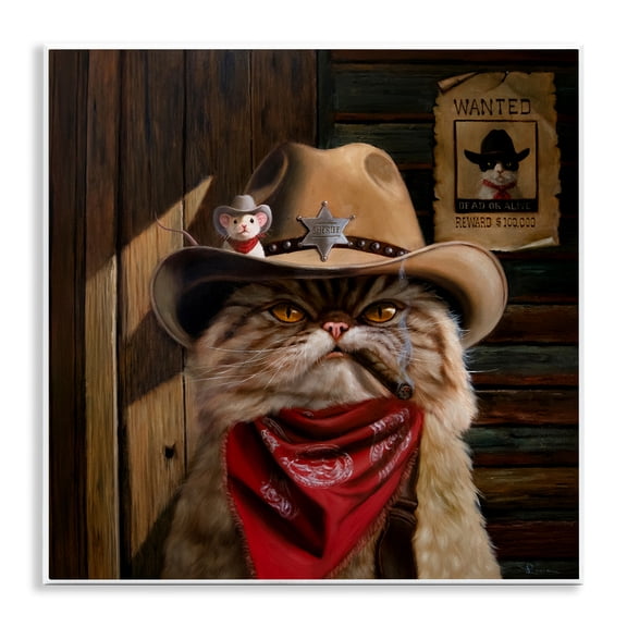 Deputy Purrkins Cat Sheriff Wall Plaque Art, design by Lucia Heffernan