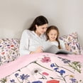 thumbnail image 5 of Feelyou Kawaii Flower Girls Queen Comforter Set, Groovy Daisy Lavender Floral Bedding Sets, Girly Pink Cartoon Reversible Bedding Comforter Set, Microfiber Bedroom Decor, 3pcs, 5 of 8