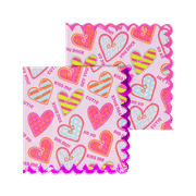 Set of 40 Valentine's Day Sweetheart Scalloped cocktail Napkins w/Pink foiling