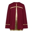 thumbnail image 3 of Hansber Kids Boys Liturgical Worship Praise Dance Top Metallic Color Block Long Sleeve Pullover Shirts Dancewear Burgundy 8, 3 of 7