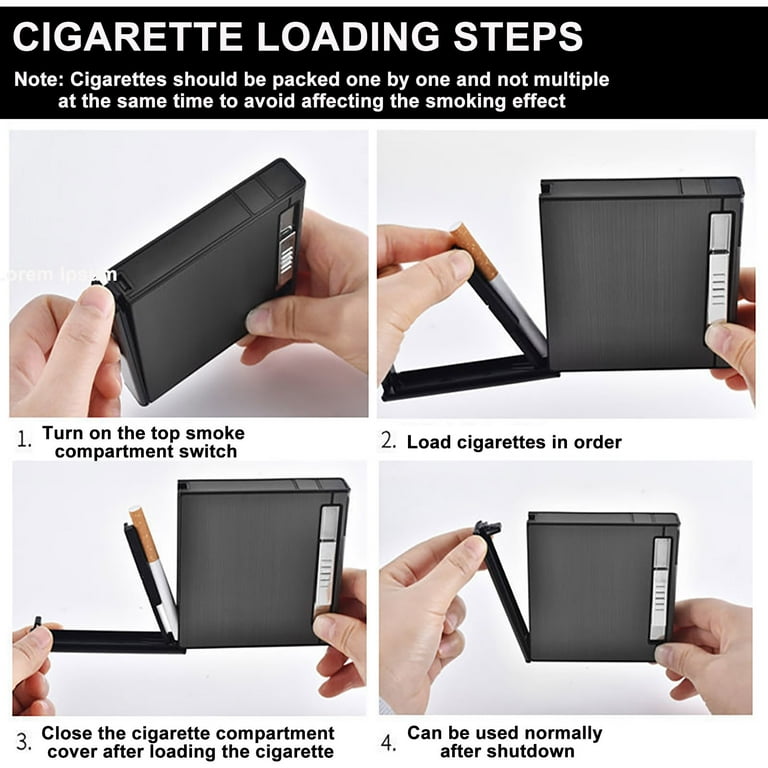 smart cigarette case JGJJUGN 2-in-1 Windproof Refillable Butane Lighter with Cigarette Case,  Automatic Ejection for Smokers