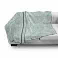 thumbnail image 3 of Oriental Soft Flannel Fleece Throw Blanket, Mandala Oriental Image with Ivy Swirl Lace Like Detailed Artwork Print, Cozy Plush for Indoor and Outdoor Use, 50" x 60", Aqua and White, by Ambesonne, 3 of 6
