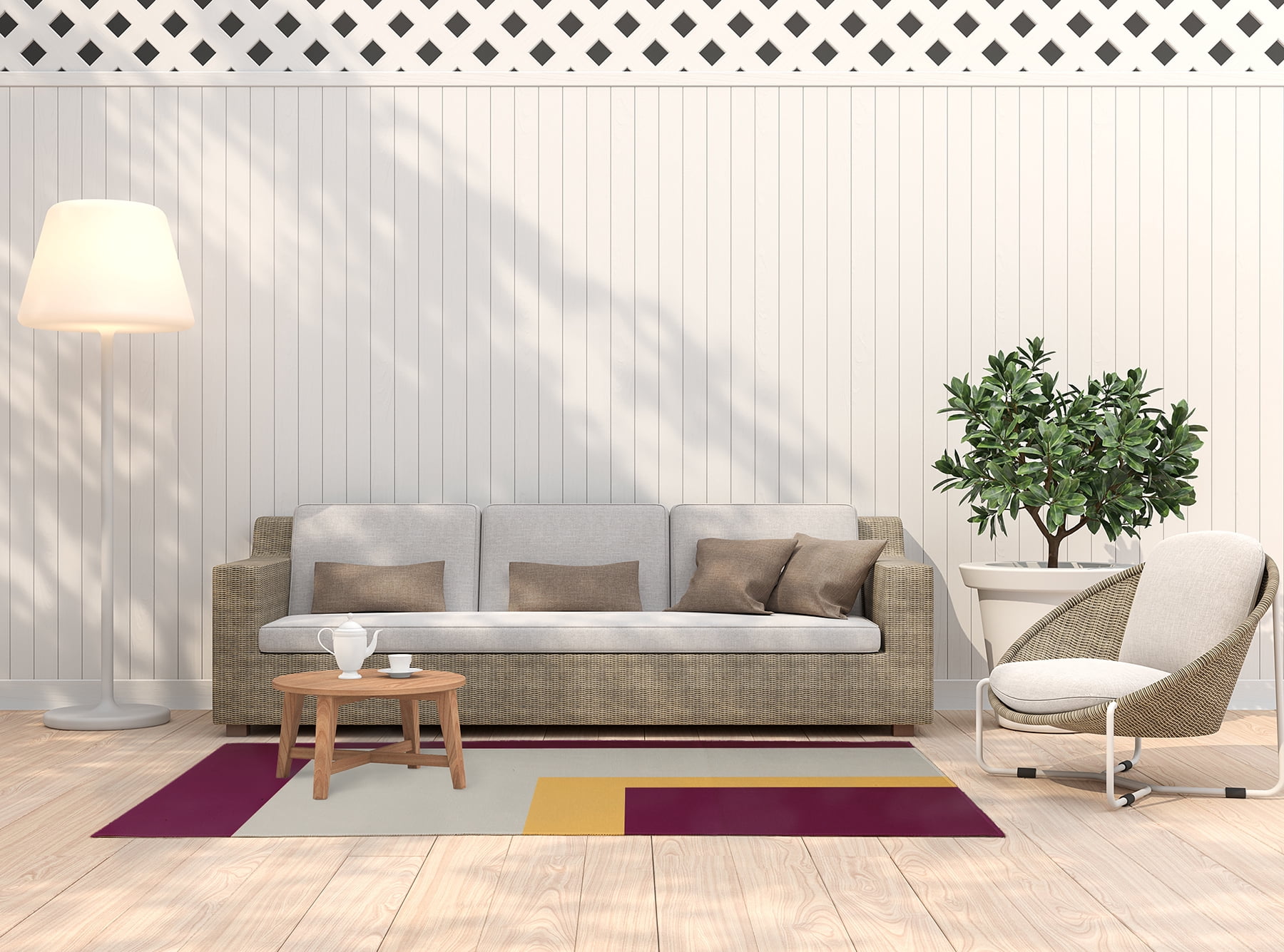 5' x 7' Simply Daisy Bold Blocks Modern & Contemporary Chenille Area Rug, Maroon Red