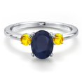 thumbnail image 3 of Gem Stone King 14K White Gold Blue Sapphire and Yellow Sapphire Engagement Ring for Women | 2.07 Cttw | Oval 8X6MM | Gemstone September Birthstone | Size 8, 3 of 6
