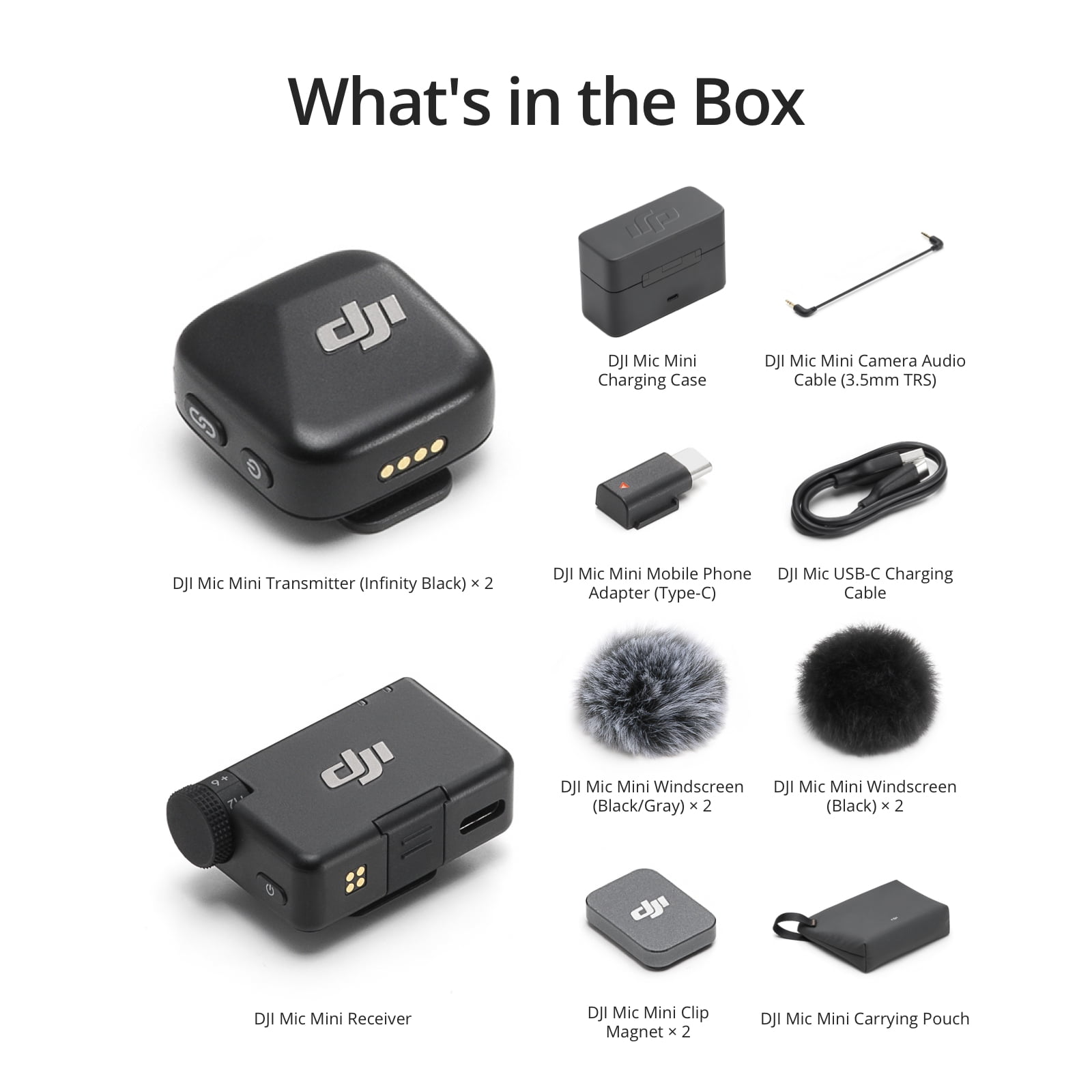 DJI Mic Mini (2 TX + 1 RX + Charging Case), Ultralight with
