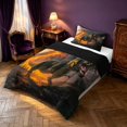 thumbnail image 2 of Manfei Jungle T-Rex Wildlife Twin Comforter Sets,Retro Dino Animals Bedding Set,Orange Black,Black Reversible,2pcs,1 Comforter and 1 Pillowcase, 2 of 7