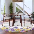thumbnail image 3 of Round Rugs 6Ft, Purple Yellow Spring Floral Round Area Rug Washable Indoor Throw Carpet, Summer Botanical Birds Soft Non Slip Circle Rug for Office Cabinet Home Decor Aesthetic, 3 of 8