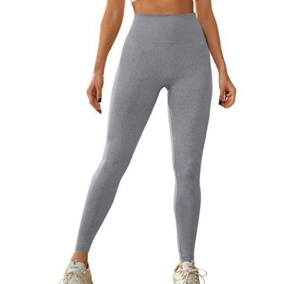 YDLCAFD Valentine's Day Women's Solid Color Seamless Knit Peach Fitness Pants High Waist Sexy Belly Tight Sweatpants Stretch Yoga Pants M