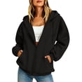 thumbnail image 2 of ZHYou Zip Up Hoodies for Women Casual Multi Panel Seam Drop Shoulder Loose Drawstring Hooded Sweatshirts with Pockets,Black,Size L, 2 of 8