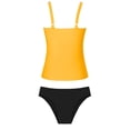 thumbnail image 5 of Antinious Women Period Solid Round Neck Short Bottom Built In Cup Wireless Stylish 2 Piece Bikinis Set, 5 of 5