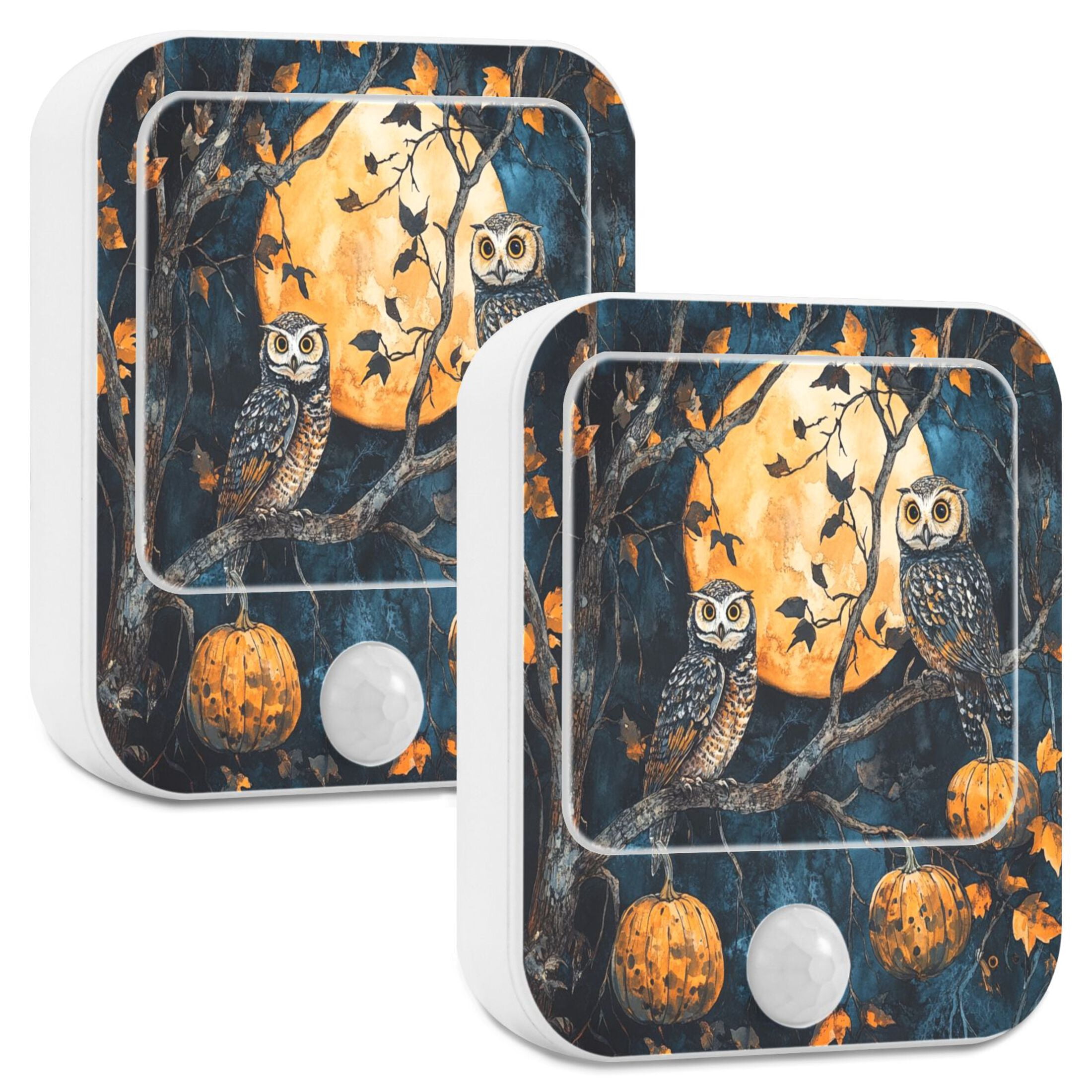 WOBOGO Midnight Owls Night Light Lamp with Smart Sensor Dusk to Dawn Sensor 0.6W Plug-in 2-Pack