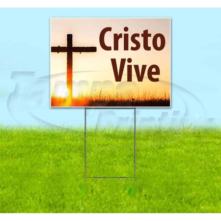 Cristo Vive (18 x 24 ) Yard Sign Includes Metal Step Stake