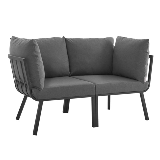 Modway Riverside Ensemble de Canapé Sectionnel d'Extérieur en Aluminium 2 Pcs, Gris/charbon