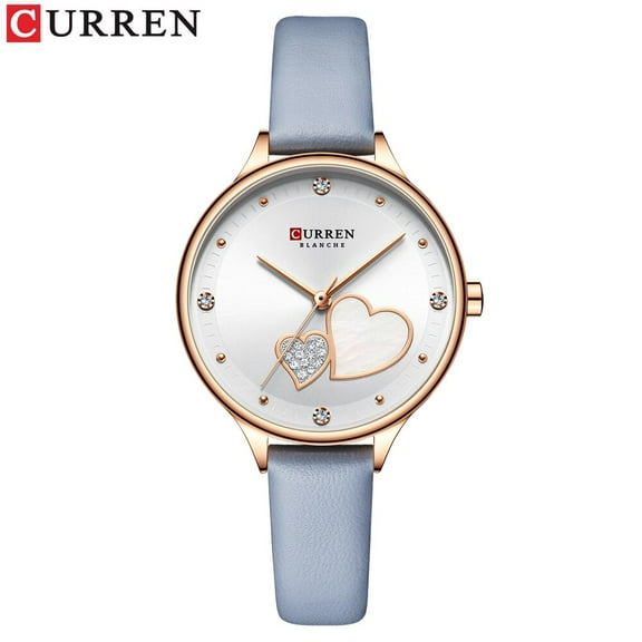 CURREN Women's Watches Top Brand Luxury Quartz Leather Wristwatch Elegant Style Thin Clock Heart Charming Watch Montre Femme