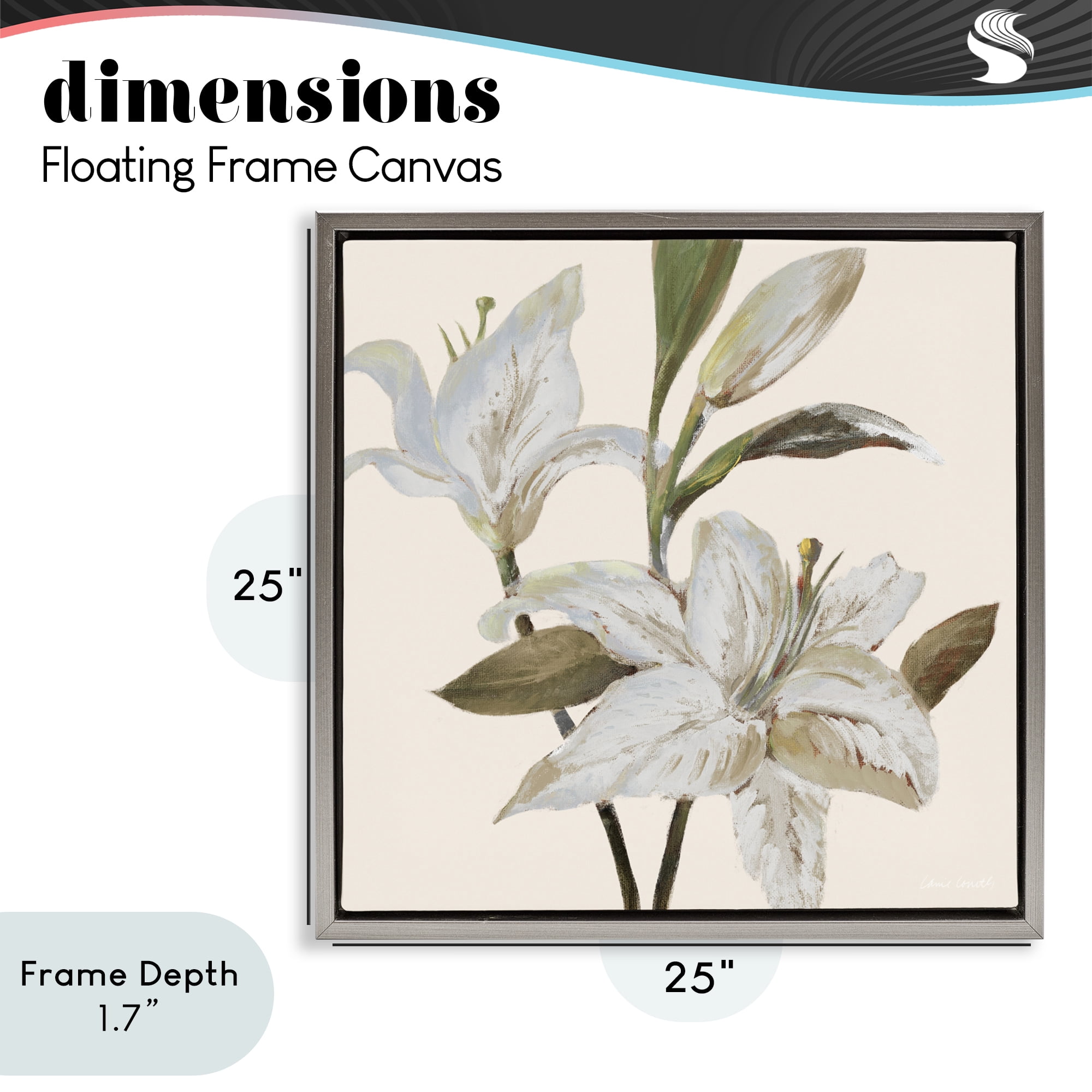 Stupell Industries Lilies Soft Beige Gray Framed Floater Canvas Wall Art, design by Lanie Loreth