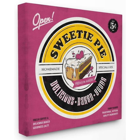 Stupell Industries Sweetie Pie Bakery Vintage Comic Book Design Canvas Wall Art by Ester Kay