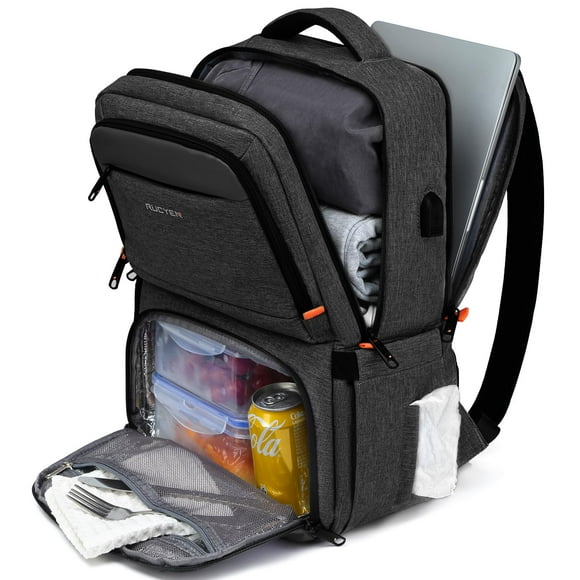 Sac à Dos-Repas, Sac à Dos Glacière Isolé Boîte à Lunch pour Hommes Femmes, Sac à Dos pour Ordinateur Portable 15,6 Pouces avec Blocage RFID et Port USB, Sac à Lunch Résistant à l'Eau et Anti-Fuite pour le Travail l'École Pi