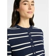 thumbnail image 5 of Time and Tru Women's Striped Henley with Long Sleeves, Sizes XS-XXXL, 5 of 6