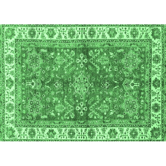 Ahgly Company Indoor Rectangle Oriental Emerald Green Traditional Area Rugs, 2' x 3'