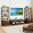 thumbnail image 2 of Gymax 2PCS Bookshelf w/ 2 Storage Drawers Sturdy Metal Frame Anti-toppling Devices Brown, 2 of 10