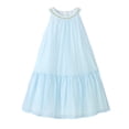 thumbnail image 4 of Girls Summer Dress Halter Neck Flower Girl Party Dress Embroidered Sleeveless Tiered Chiffon Sundress for Kids, Blue, Sizes 4-5Y, 4 of 6