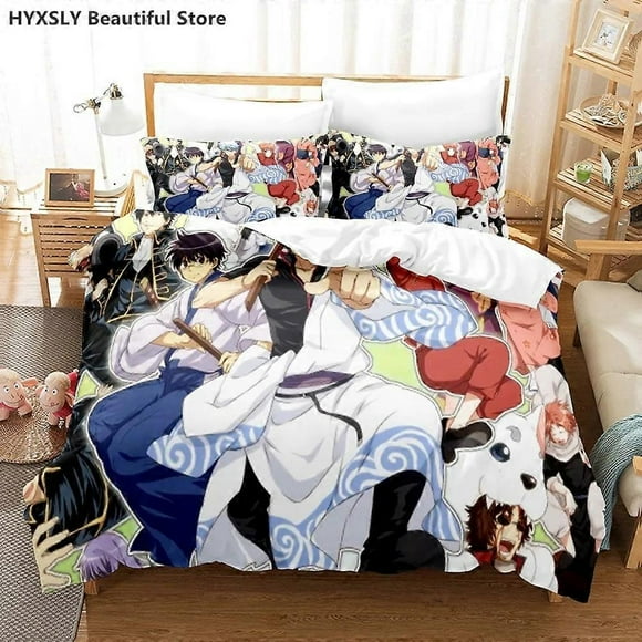a1002 Bed Sheets Gintama Bedding Set Duvet Cover Pillowcases For Adult Kids Double Kids Teens Sakata Gintoki Bed Linen3-Piece Bedding Set (1 Duvet C(200x200cm 78x78in)