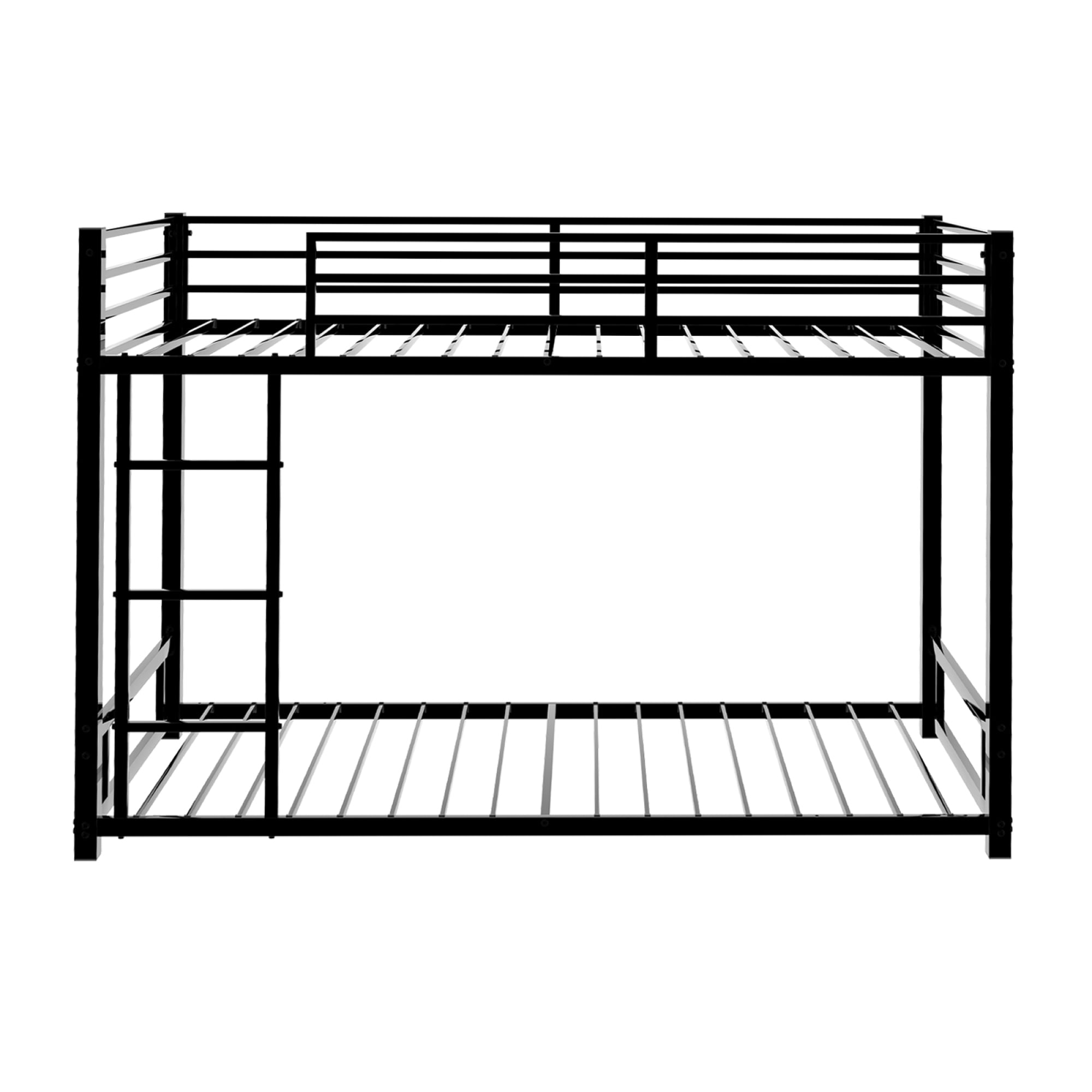 Metal Twin over Twin Bunk Bed with Ladder and Safety Guardrails, Heavy Duty Bunk Bedframe for Kids Teens Adults, Low Bunk Beds for Boys Girls, Noise Free