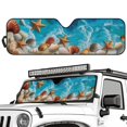 thumbnail image 2 of Uorisanigo Windshield Sun Shade for2007-2023 Wrangler Rubicon Sahara TJ JK JKU 2 & 4 Door, Beach Shells Starfish Front Window Sun Visor Blocks UV Rays Foldable Sunshade, 2 of 7