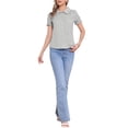 thumbnail image 2 of INSPIRAR CHIC Blusas de Algodón con Cuello Peter Pan y Botones Vintage para Mujeres en Gris Claro S, 2 of 6