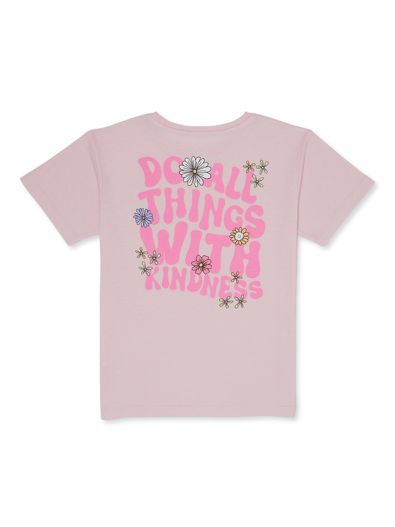 Wonder Nation Girls Kindness Matters Graphic Tee with Short Sleeves, Sizes 4-18