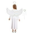 thumbnail image 2 of Aislor 4Pcs Angel Costume Outfits for Girls Princess Dress with Feather Wings Hairband Sticks Set Fancy Dress up White 14, 2 of 7