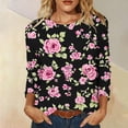 thumbnail image 2 of DDAPJ pyju Boho Floral Tops for Women 2026 Trendy 3/4 Sleeve Dressy Casual Shirts Loose Fit Work Blouses Graphic Tees Comfy Summer Beach Outfits Dark Pink S, 2 of 6