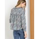 thumbnail image 4 of Allegra K Blusa Floral Con Volantes Cuello Redondo Manga Larga Flor De Loto Top Camisa Para Mujeres Verde S, 4 of 5
