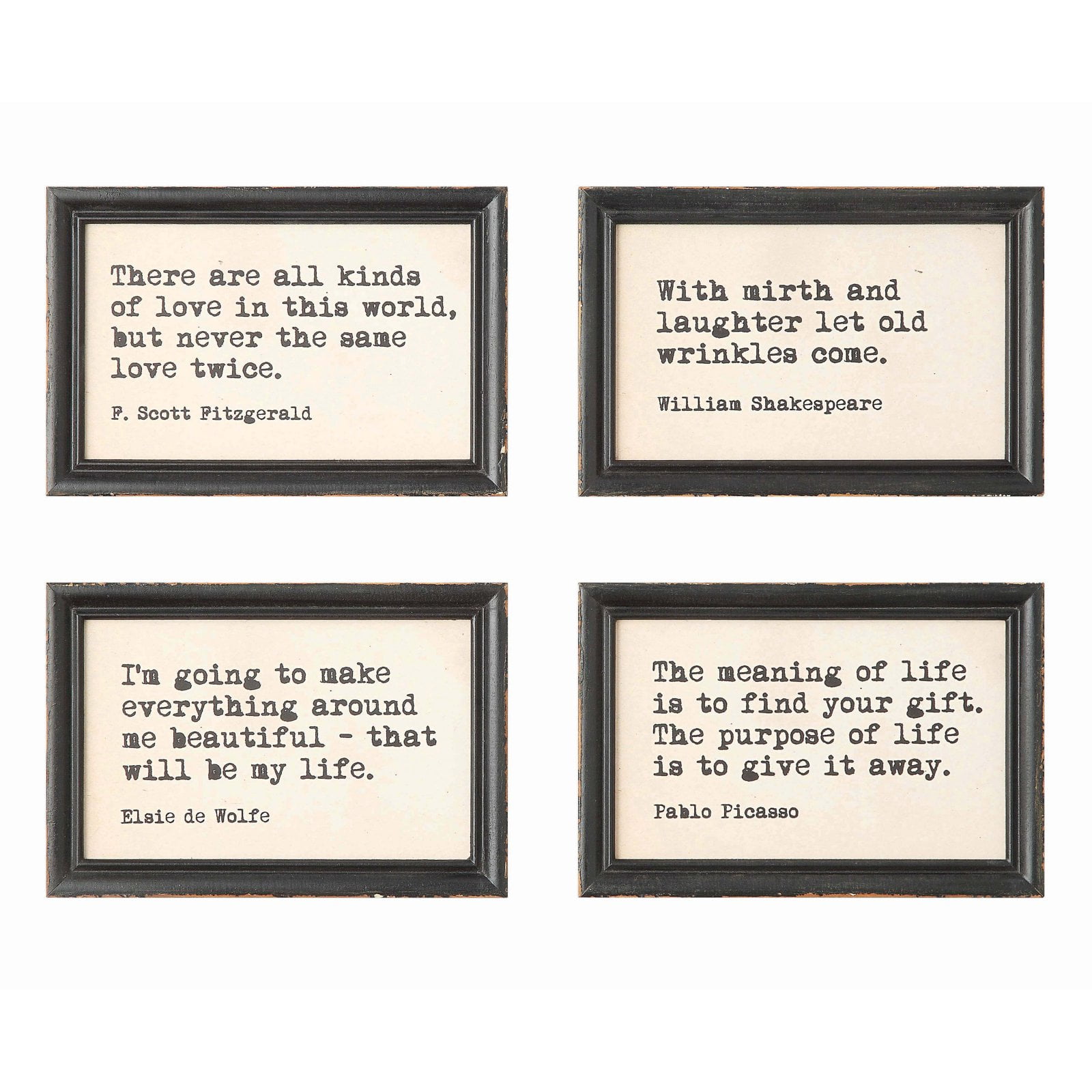 3r Studio Wall Art Wood Framed Quotes Set Of 4 Walmart Com Walmart Com