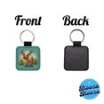 thumbnail image 4 of Moose Cute in Forest Faux Leather Square Keychain, 4 of 7